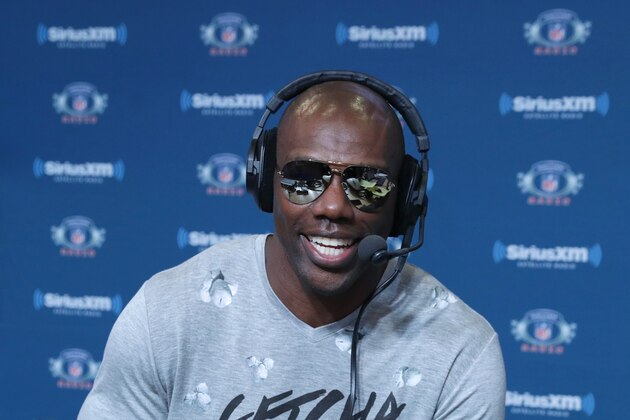 HOUSTON, TX - FEBRUARY 03:  Former NFL player Terrell Owens visits the SiriusXM set at Super Bowl LI Radio Row at the George R. Brown Convention Center on February 3, 2017 in Houston, Texas.  (Photo by Cindy Ord/Getty Images for SiriusXM )