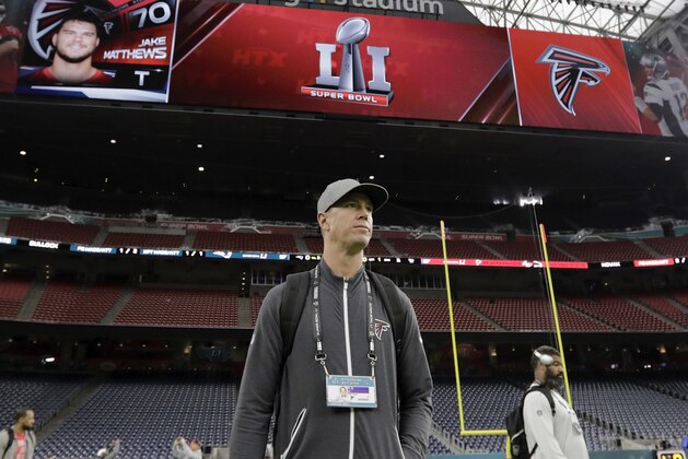 HOUSTON, TX - FEBRUARY 04:  Matt Ryan #2 of the Atlanta Falcons walks on the field during the Super Bowl LI team walk through at NRG Stadium on February 4, 2017 in Houston, Texas.  (Photo by Tim Warner/Getty Images)