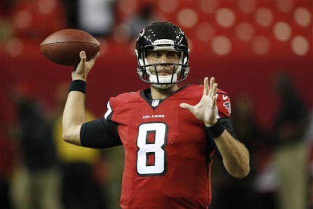 Atlanta Falcons quarterback Matt Schaub (8) warms up before the first half of a preseason NFL football game between the Atlanta Falcons and the Jacksonville Jaguars, Thursday, Sept. 1, 2016, in Atlanta. (AP Photo/John Bazemore)