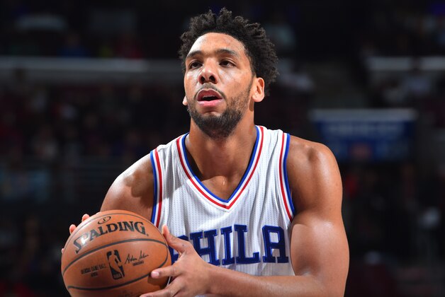 PHILADELPHIA, PA - DECEMBER 20:  Jahlil Okafor #8 of the Philadelphia 76ers shoots a foul shot against the New Orleans Pelicans at Wells Fargo Center on December 20, 2016 in Philadelphia, Pennsylvania NOTE TO USER: User expressly acknowledges and agrees that, by downloading and/or using this Photograph, user is consenting to the terms and conditions of the Getty Images License Agreement. Mandatory Copyright Notice: Copyright 2016 NBAE (Photo by Jesse D. Garrabrant/NBAE via Getty Images)