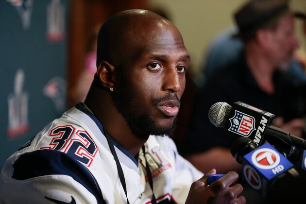 HOUSTON, TX - FEBRUARY 02:  Devin McCourty #32 of the New England Patriots answers questions during Super Bowl LI media availability at the J.W. Marriott on February 2, 2017 in Houston, Texas.  (Photo by Bob Levey/Getty Images)