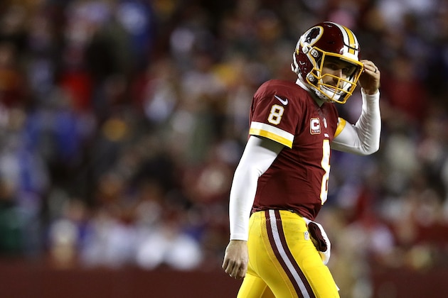 LANDOVER, MD - JANUARY 01: Quarterback Kirk Cousins #8 of the Washington Redskins looks on against the New York Giants in the third quarter at FedExField on January 1, 2017 in Landover, Maryland. (Photo by Patrick Smith/Getty Images)