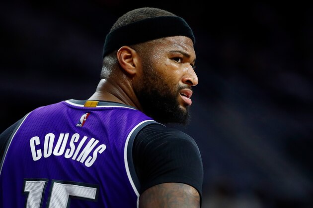 AUBURN HILLS, MI - JANUARY 23: DeMarcus Cousins #15 of the Sacramento Kings looks on while playing the Detroit Pistons at the Palace of Auburn Hills on January 23, 2017 in Auburn Hills, Michigan. Sacramento won the game 109-104. NOTE TO USER: User expressly acknowledges and agrees that, by downloading and or using this photograph, User is consenting to the terms and conditions of the Getty Images License Agreement.  (Photo by Gregory Shamus/Getty Images)