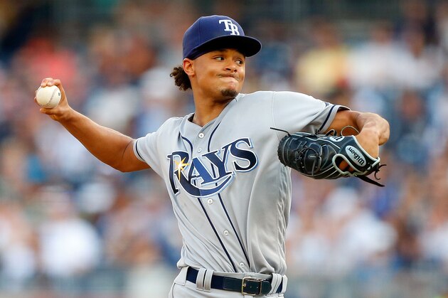 NEW YORK, NY - SEPTEMBER 10:  Chris Archer #22 of the Tampa Bay Rays in action against the New York Yankees at Yankee Stadium on September 10, 2016 in the Bronx borough of New York City. The Yankees defeated the Rays 5-1.  (Photo by Jim McIsaac/Getty Images)