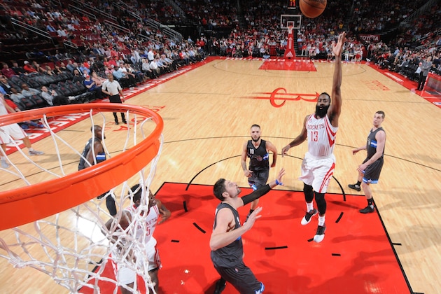 HOUSTON, TX - FEBRUARY 7:  James Harden #13 of the Houston Rockets shoots the ballagainst the Orlando Magic on February 7, 2017 at the Toyota Center in Houston, Texas. NOTE TO USER: User expressly acknowledges and agrees that, by downloading and or using this photograph, User is consenting to the terms and conditions of the Getty Images License Agreement. Mandatory Copyright Notice: Copyright 2017 NBAE (Photo by Bill Baptist/NBAE via Getty Images)