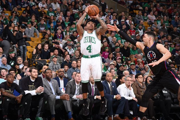 BOSTON, MA - FEBRUARY 5: Isaiah Thomas #4 of the Boston Celtics shoots the ball against the LA Clippers on February 5, 2017 at the TD Garden in Boston, Massachusetts. NOTE TO USER: User expressly acknowledges and agrees that, by downloading and or using this photograph, User is consenting to the terms and conditions of the Getty Images License Agreement. Mandatory Copyright Notice: Copyright 2017 NBAE (Photo by Brian Babineau/NBAE via Getty Images) BOSTON, MA - FEBRUARY 5: Isaiah Thomas #4 of the Boston Celtics shoots the ball against the LA Clippers on February 5, 2017 at the TD Garden in Boston, Massachusetts. NOTE TO USER: User expressly acknowledges and agrees that, by downloading and or using this photograph, User is consenting to the terms and conditions of the Getty Images License Agreement. Mandatory Copyright Notice: Copyright 2017 NBAE (Photo by Brian Babineau/NBAE via Getty Images)