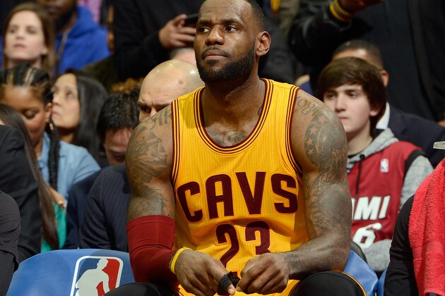 WASHINGTON, DC - FEBRUARY 06:  LeBron James #23 of the Cleveland Cavaliers sits on the bench after fouling out of the game against the Washington Wizards at Verizon Center on February 6, 2017 in Washington, DC.Ê NOTE TO USER: User expressly acknowledges and agrees that, by downloading and or using this photograph, User is consenting to the terms and conditions of the Getty Images License Agreement.Ê  (Photo by G Fiume/Getty Images)
