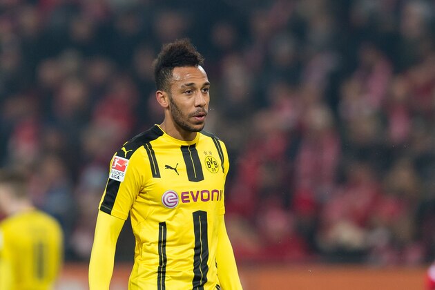 MAINZ, GERMANY - JANUARY 29: Pierre-Emerick Aubameyang of Dortmund looks on during the Bundesliga match between 1. FSV Mainz 05 and Borussia Dortmund at the Opel Arena on January 29, 2017 in Mainz, Germany. (Photo by TF-Images/Getty Images)