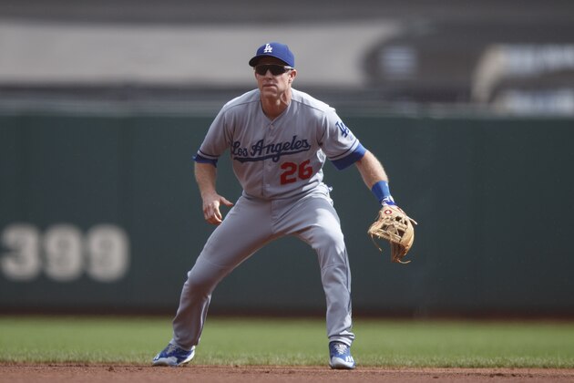 SAN FRANCISCO, CA - OCTOBER 02: Chase Utley #26 of the Los Angeles Dodgers stands on the field against the San Francisco Giants during the first inning at AT&T Park on October 2, 2016 in San Francisco, California. The San Francisco Giants defeated the Los Angeles Dodgers 7-1. (Photo by Jason O. Watson/Getty Images)
