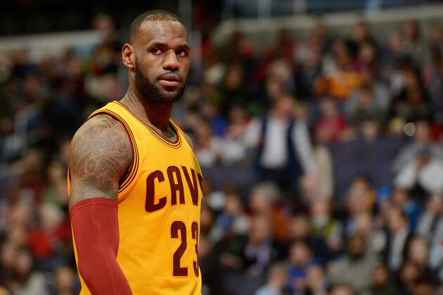 WASHINGTON, DC - FEBRUARY 06:  LeBron James #23 of the Cleveland Cavaliers rests during a break in the game against the Washington Wizards at Verizon Center on February 6, 2017 in Washington, DC.Ê NOTE TO USER: User expressly acknowledges and agrees that, by downloading and or using this photograph, User is consenting to the terms and conditions of the Getty Images License Agreement.Ê  (Photo by G Fiume/Getty Images)
