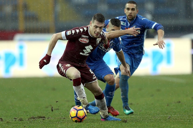 EMPOLI, ITALY - FEBRUARY 05: Andrea Belotti of FC Torino in action during the Serie A match between Empoli FC and FC Torino at Stadio Carlo Castellani on February 5, 2017 in Empoli, Italy.  (Photo by Gabriele Maltinti/Getty Images)