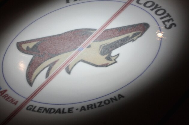 GLENDALE, AZ - NOVEMBER 27:  The Phoenix Coyotes logo is seen on the ice before the NHL game against  the Dallas Stars at Jobing.com Arena on November 27, 2009 in Glendale, Arizona.  (Photo by Christian Petersen/Getty Images)