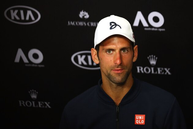 MELBOURNE, AUSTRALIA - JANUARY 19:  Novak Djokovic of Serbia talks to the media at a press conference following his second round loss to Denis Istomin of Uzbekistan on day four of the 2017 Australian Open at Melbourne Park on January 19, 2017 in Melbourne, Australia.  (Photo by Ryan Pierse/Getty Images)