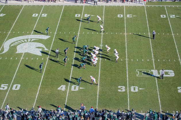 DETROIT, MI - NOVEMBER 12: A wide view from above during a college football game between the Michigan State Spartans and the Rutgers Scarlet Knights at Spartan Stadium on November 12, 2016 in East Lansing, Michigan. The Spartans defeated the Knights 49-0. (Photo by Dave Reginek/Getty Images)