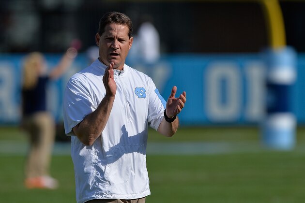 CHAPEL HILL, NC - OCTOBER 24:  Coach Gene Chizik of the North Carolina Tar Heels against the Virginia Cavaliers during their game at Kenan Stadium on October 24, 2015 in Chapel Hill, North Carolina. North Carolina won 26-13.  (Photo by Grant Halverson/Getty Images)