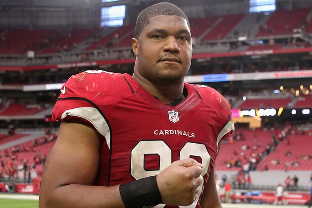 GLENDALE, AZ - SEPTEMBER 18:  Defensive end Calais Campbell #93 of the Arizona Cardinals reacts as he walks off the field after defeating the Tampa Bay Buccaneers 40-7 in the NFL game at the University of Phoenix Stadium on September 18, 2016 in Glendale, Arizona.  (Photo by Christian Petersen/Getty Images)