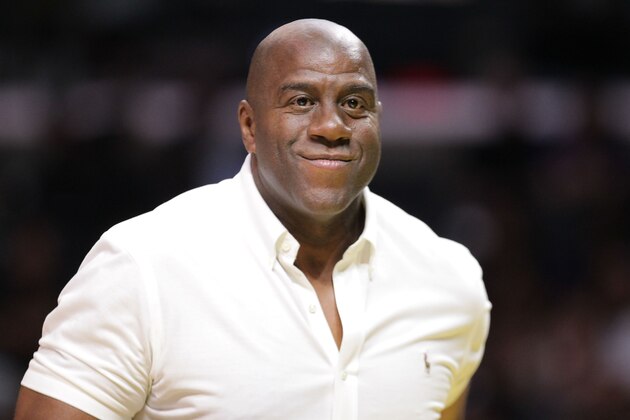 LOS ANGELES, CA - SEPTEMBER 30: Magic Johnson Retired NBA Player attends Game Two of the Semifinals during the 2016 WNBA Playoffs against the Chicago Sky vs the Los Angeles Sparks at Staples Center on September 30, 2016 in Los Angeles, California. (Photo by Leon Bennett/Getty Images) LOS ANGELES, CA - SEPTEMBER 30: Magic Johnson Retired NBA Player attends Game Two of the Semifinals during the 2016 WNBA Playoffs against the Chicago Sky vs the Los Angeles Sparks at Staples Center on September 30, 2016 in Los Angeles, California. (Photo by Leon Bennett/Getty Images)