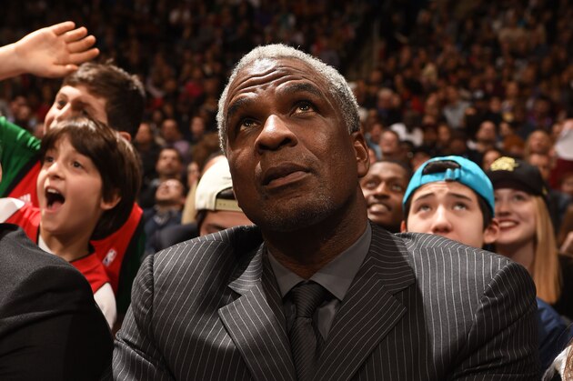 TORONTO, CANADA - March 13 : Former NBA player Charles Oakley during the game between the Miami Heat and Toronto Raptors on March 13, 2015 at the Air Canada Centre in Toronto, Ontario, Canada.  NOTE TO USER: User expressly acknowledges and agrees that, by downloading and or using this Photograph, user is consenting to the terms and conditions of the Getty Images License Agreement.  Mandatory Copyright Notice: Copyright 2015 NBAE (Photo by Ron Turenne/NBAE via Getty Images)