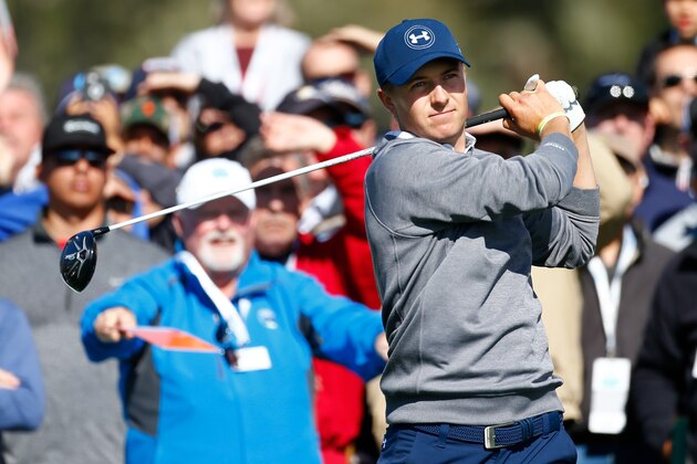 PEBBLE BEACH, CA - FEBRUARY 11:  Jordan Spieth hits his tee shot on the sixth hole during Round Three of the AT&T Pebble Beach Pro-Am at Pebble Beach Golf Links on February 11, 2017 in Pebble Beach, California.  (Photo by Jonathan Ferrey/Getty Images)