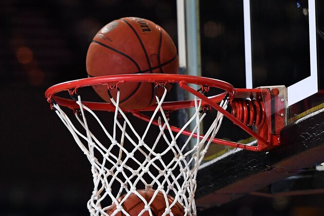 CAIRNS, AUSTRALIA - FEBRUARY 05:  Seen are game balls falling through the hoop before the start of the round 18 NBL match between the Cairns Taipans and the Perth Wildcats at the Cairns Convention Centre on February 5, 2017 in Cairns, Australia.  (Photo by Ian Hitchcock/Getty Images)