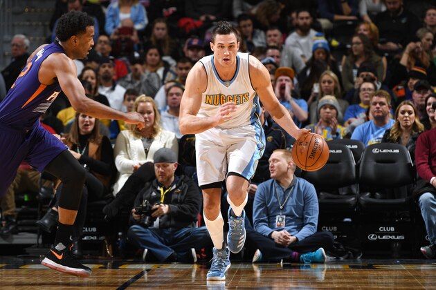 DENVER, CO - JANUARY 26: Danilo Gallinari #8 of the Denver Nuggets handles the ball during the game against the Phoenix Suns on January 26, 2017 at the Pepsi Center in Denver, Colorado. NOTE TO USER: User expressly acknowledges and agrees that, by downloading and/or using this Photograph, user is consenting to the terms and conditions of the Getty Images License Agreement. Mandatory Copyright Notice: Copyright 2017 NBAE (Photo by Garrett Ellwood/NBAE via Getty Images)
