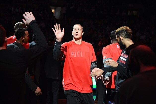 BOSTON, MA - JANUARY 21: Mason Plumlee #24 of the Portland Trail Blazers is seen before the game against the Boston Celtics on January 21, 2017 at the TD Garden in Boston, Massachusetts. NOTE TO USER: User expressly acknowledges and agrees that, by downloading and or using this photograph, User is consenting to the terms and conditions of the Getty Images License Agreement. Mandatory Copyright Notice: Copyright 2017 NBAE  (Photo by Brian Babineau/NBAE via Getty Images)