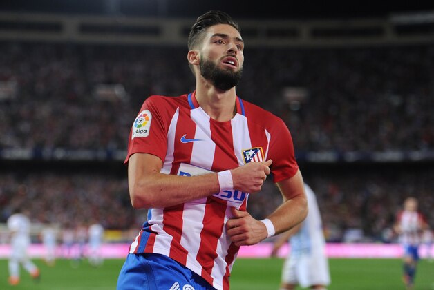 MADRID, SPAIN - OCTOBER 29:   Yannick Carrasco of Club Atletico de Madrid celebrates after scoring his team's 4th goal during the La Liga match between Club Atletico de Madrid and Malaga CF at estadio Vicente Calderon on October 29, 2016 in Madrid, Spain.  (Photo by Denis Doyle/Getty Images)