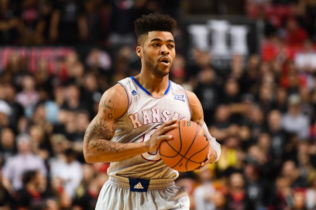 LUBBOCK, TX - FEBRUARY 11: Frank Mason III #0 of the Kansas Jayhawks handles the ball during the game against the Texas Tech Red Raiders on February 11, 2017 at United Supermarkets Arena in Lubbock, Texas. Kansas defeated Texas Tech 80-79. (Photo by John Weast/Getty Images)