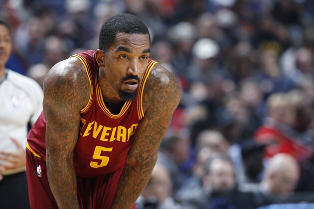 MEMPHIS, TN - DECEMBER 14: J.R. Smith #5 of the Cleveland Cavaliers looks on against the Memphis Grizzlies during the game at FedExForum on December 14, 2016 in Memphis, Tennessee. Memphis defeated Cleveland 93-85. NOTE TO USER: User expressly acknowledges and agrees that, by downloading and or using the photograph, User is consenting to the terms and conditions of the Getty Images License Agreement. (Photo by Joe Robbins/Getty Images)