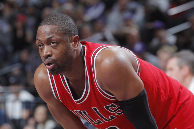 SACRAMENTO, CA - FEBRUARY 6: Dwyane Wade #3 of the Chicago Bulls looks on during the game against the Sacramento Kings on February 6, 2017 at Golden 1 Center in Sacramento, California. NOTE TO USER: User expressly acknowledges and agrees that, by downloading and or using this photograph, User is consenting to the terms and conditions of the Getty Images Agreement. Mandatory Copyright Notice: Copyright 2017 NBAE (Photo by Rocky Widner/NBAE via Getty Images)