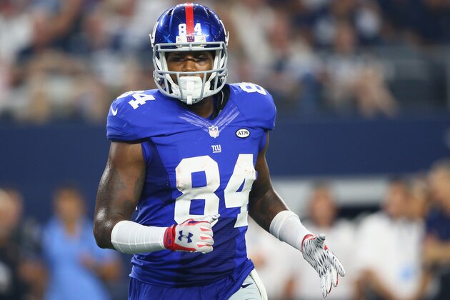 ARLINGTON, TX - SEPTEMBER 13:   Larry Donnell #84 of the New York Giants at AT&T Stadium on September 13, 2015 in Arlington, Texas.  (Photo by Ronald Martinez/Getty Images)
