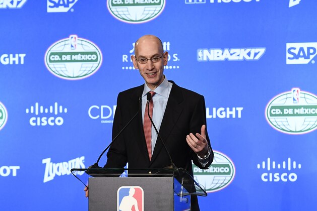 MEXICO CITY, MEXICO - JANUARY 14:  NBA Commissioner, Adam Silver speaks to the media during a press conference before the San Antonio Spurs game against the Phoenix Suns as part of NBA Global Games at Arena Ciudad de Mexico on January 14, 2017 in Mexico City, Mexico. NOTE TO USER: User expressly acknowledges and agrees that, by downloading and or using this Photograph, user is consenting to the terms and conditions of the Getty Images License Agreement. Mandatory Copyright Notice: Copyright 2017 NBAE (Photo by David Dow/NBAE via Getty Images)