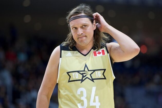 Win Butler playing in the NBA All-Star Celebrity Game at Ricoh Coliseum on Friday, February 12, 2016, in Toronto, ON. (Photo by Ryan Emberley/Invision/AP)