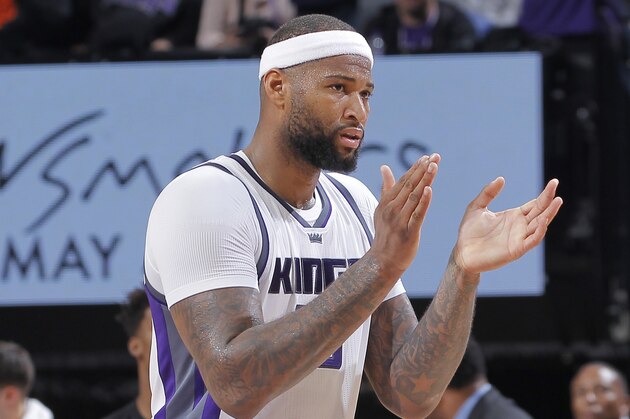 SACRAMENTO, CA - FEBRUARY 6: DeMarcus Cousins #15 of the Sacramento Kings celebrates during the game against the Chicago Bulls on February 6, 2017 at Golden 1 Center in Sacramento, California. NOTE TO USER: User expressly acknowledges and agrees that, by downloading and or using this photograph, User is consenting to the terms and conditions of the Getty Images Agreement. Mandatory Copyright Notice: Copyright 2017 NBAE (Photo by Rocky Widner/NBAE via Getty Images)