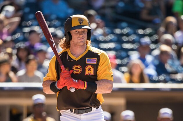 SAN DIEGO, CA - JULY 10: Clint Frazier #4 of the Cleveland Indians and Team USA bats during the SiriusXM All-Star Futures Game Petco Park on Tuesday, July 10, 2016 in San Diego, California. (Photo by Brace Hemmelgarn/Minnesota Twins/Getty Images)