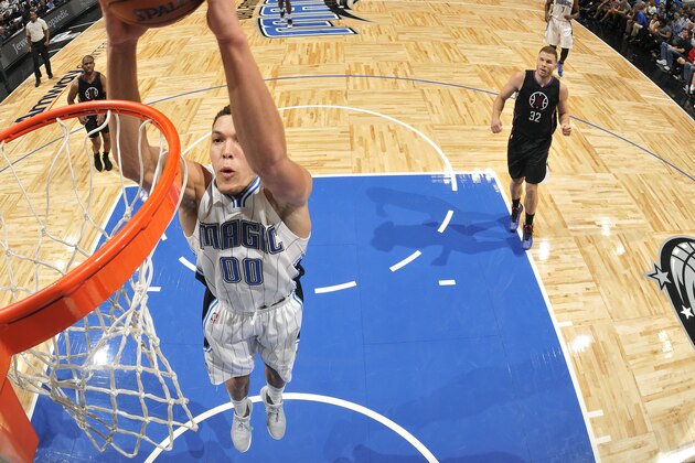 ORLANDO, FL - DECEMBER 14: Aaron Gordon #00 of the Orlando Magic dunks the ball during the game against the Los Angeles Clippers on December 14, 2016 at Amway Center in Orlando, Florida Or. NOTE TO USER: User expressly acknowledges and agrees that, by downloading and or using this Photograph, user is consenting to the terms and conditions of the Getty Images License Agreement. Mandatory Copyright Notice: Copyright 2016 NBAE (Photo by Fernando Medina/NBAE via Getty Images)