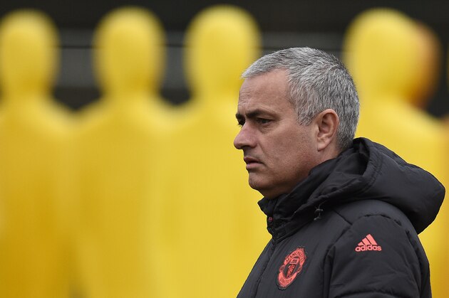 Manchester United's Portuguese manager Jose Mourinho arrives for a training session at their Carrington base in Manchester, northwest England, on February 15, 2017, on the eve of their UEFA Europa League Round of 32 first-leg football match against Saint-Etienne on February 16. / AFP / Oli SCARFF        (Photo credit should read OLI SCARFF/AFP/Getty Images)