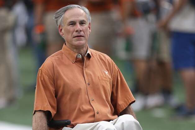 AUSTIN, TX - SEPTEMBER 04:  Texas Governor Greg Abbott is seen on the field prior to the game between the Texas Longhorns and the Notre Dame Fighting Irish at Darrell K. Royal-Texas Memorial Stadium on September 4, 2016 in Austin, Texas.  (Photo by Ronald Martinez/Getty Images)