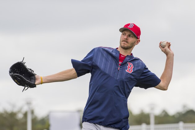 FORT MYERS, FL - FEBRUARY 13: Chris Sale #41 of the Boston Red Sox works out on February 13, 2017 at jetBlue Park in Fort Myers, Florida.   (Photo by Michael Ivins/Boston Red Sox) *** LOCAL CAPTION ***  Chris Sale