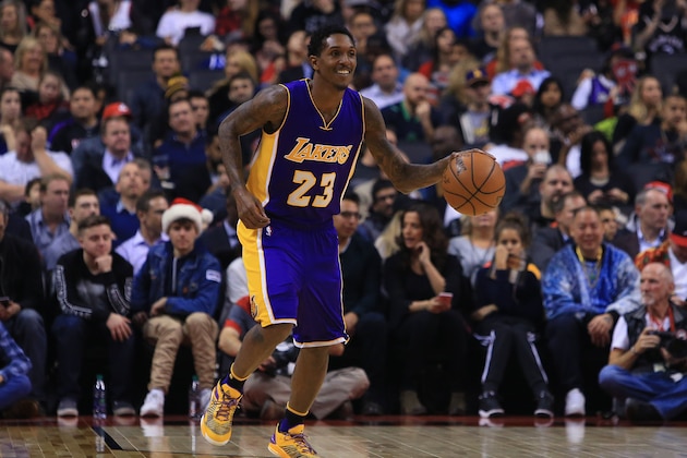 TORONTO, ON - DECEMBER 02:  Lou Williams #23 of the Los Angeles Lakers dribbles the ball during the first half of an NBA game against the Toronto Raptors at Air Canada Centre on December 2, 2016 in Toronto, Canada.  NOTE TO USER: User expressly acknowledges and agrees that, by downloading and or using this photograph, User is consenting to the terms and conditions of the Getty Images License Agreement.  (Photo by Vaughn Ridley/Getty Images)