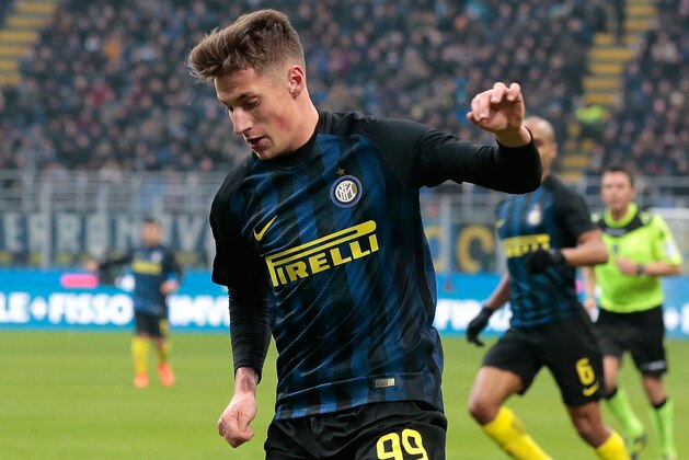 MILAN, ITALY - FEBRUARY 12: Andrea Pinamonti of FC Internazionale Milano in action during the Serie A match between FC Internazionale and Empoli FC at Stadio Giuseppe Meazza on February 12, 2017 in Milan, Italy.  (Photo by Emilio Andreoli/Getty Images)