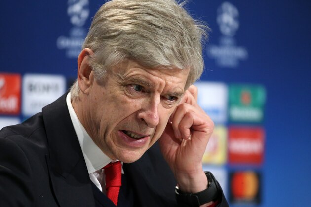 MUNICH, GERMANY - FEBRUARY 15: Manager of Arsenal Arsene Wenger answers to the media following the UEFA Champions League Round of 16 first leg match between FC Bayern Muenchen (Bayern Munich) and Arsenal FC at Allianz Arena on February 15, 2017 in Munich, Germany. (Photo by Jean Catuffe/Getty Images