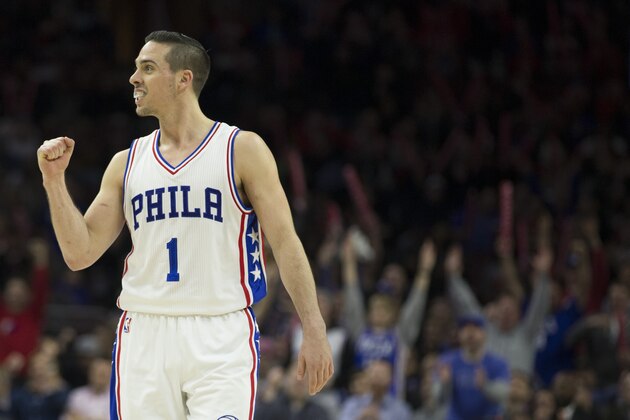 PHILADELPHIA, PA - JANUARY 30: T.J. McConnell #1 of the Philadelphia 76ers reacts in the fourth quarter against the Sacramento Kings at the Wells Fargo Center on January 30, 2017 in Philadelphia, Pennsylvania. The 76ers defeated the Kings 122-119. NOTE TO USER: User expressly acknowledges and agrees that, by downloading and or using this photograph, User is consenting to the terms and conditions of the Getty Images License Agreement. (Photo by Mitchell Leff/Getty Images)