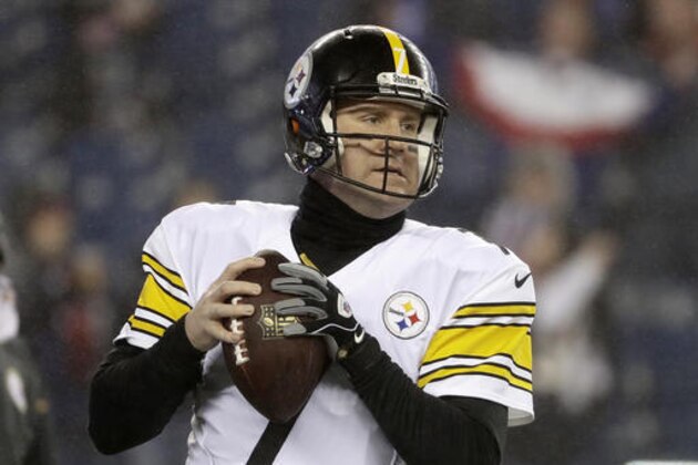 Pittsburgh Steelers quarterback Ben Roethlisberger warms up before the AFC championship NFL football game against the New England Patriots, Sunday, Jan. 22, 2017, in Foxborough, Mass. (AP Photo/Matt Slocum)