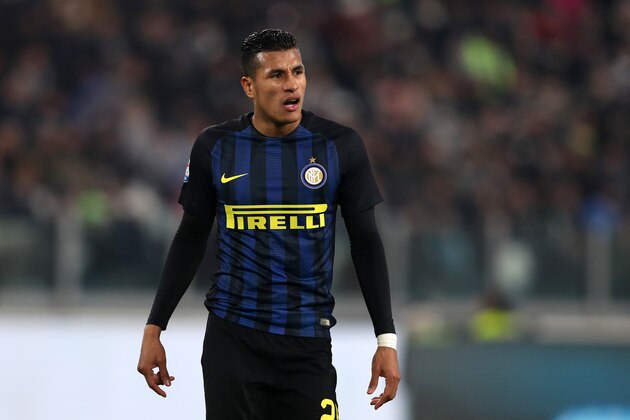 TURIN, ITALY - FEBRUARY 05:  Jeison Murillo of FC Internazionale looks on during the Serie A match between Juventus FC and FC Internazionale at Juventus Stadium on February 5, 2017 in Turin, Italy.  (Photo by Chris Brunskill Ltd/Getty Images)