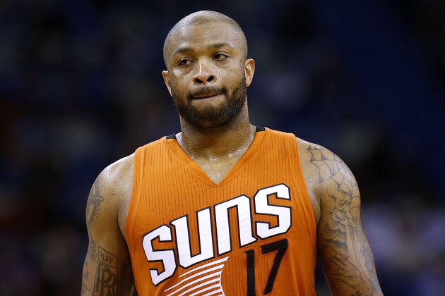 NEW ORLEANS, LA - FEBRUARY 06:  P.J. Tucker #17 of the Phoenix Suns reacts during the second half of a game against the New Orleans Pelicans at the Smoothie King Center on February 6, 2017 in New Orleans, Louisiana. NOTE TO USER: User expressly acknowledges and agrees that, by downloading and or using this photograph, User is consenting to the terms and conditions of the Getty Images License Agreement.  (Photo by Jonathan Bachman/Getty Images)
