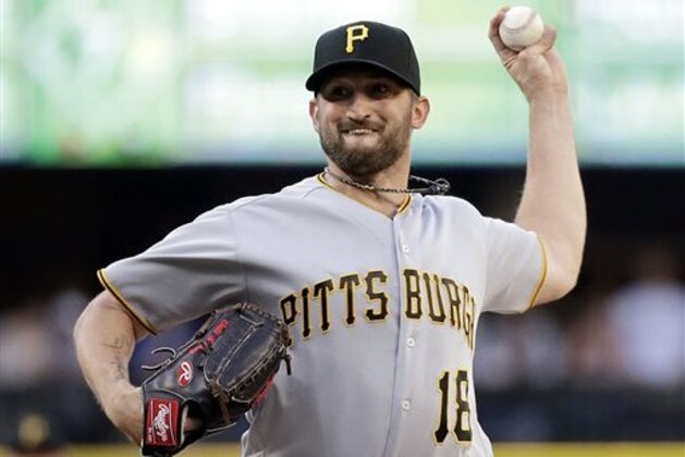 This June 28, 2016 photo shows Pittsburgh Pirates starting pitcher Jon Niese in action against the Seattle Mariners in a baseball game in Seattle. The New York Mets re-acquired  Niese from Pittsburgh on Monday, Aug. 1, 2016, bringing the left-handed pitcher back to where he played his first eight seasons in a trade that sent reliever Antonio Bastardo to the Pirates. (AP Photo/Elaine Thompson)