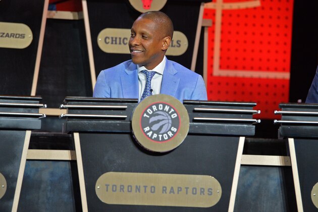 NEW YORK, NEW YORK - MAY 17:  Masai Ujiri of the Toronto Raptors sits in his seat during the 2016 NBA Draft Lottery at the New York Hilton in New York, New York. NOTE TO USER: User expressly acknowledges and agrees that, by downloading and or using this Photograph, user is consenting to the terms and conditions of the Getty Images License Agreement.  Mandatory Copyright Notice: Copyright 2016 NBAE (Photo by Jesse D. Garrabrant/NBAE via Getty Images)