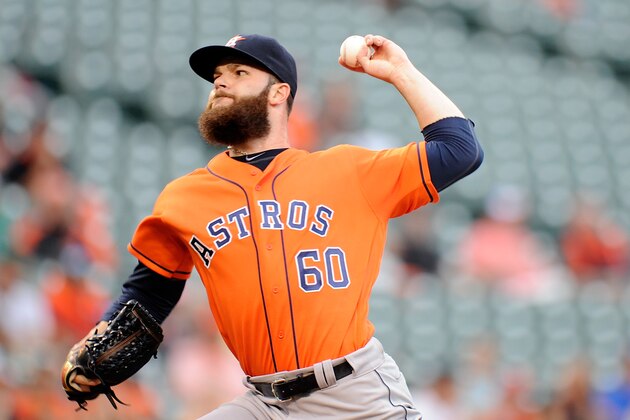 BALTIMORE, MD - AUGUST 21:  Dallas Keuchel #60 of the Houston Astros pitches against the Baltimore Orioles at Oriole Park at Camden Yards on August 21, 2016 in Baltimore, Maryland.  (Photo by G Fiume/Getty Images)