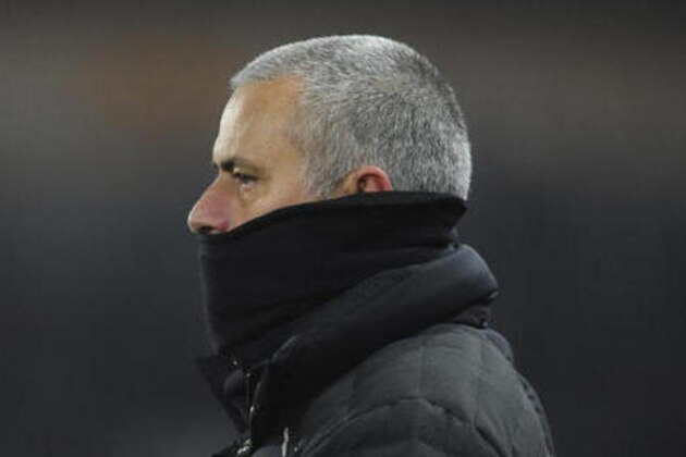 Manchester United manager Jose Mourinho looks on during the English League Cup, Semi Final Second Leg soccer match between Hull City and Manchester United at KCOM stadium in Hull, England, Thursday Jan. 26, 2017. (AP Photo/Rui Vieira)